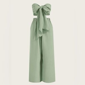 Sage Green Strapless Tie-Front Two-Piece Set